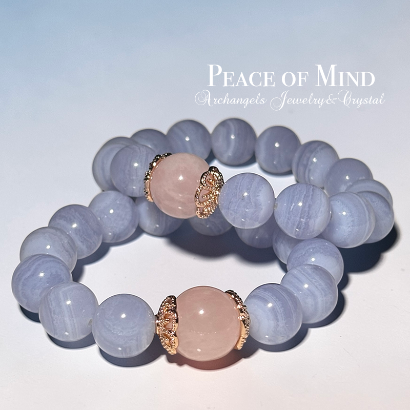 オリジナル・ブレス「Peace of Mind」ローズクォーツ*ブルーレースアゲート