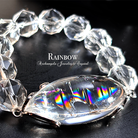オリジナル・ブレス「Rainbow」アイリスクォーツ＆クリアクォーツ スターカット