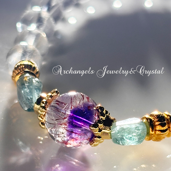 Amuletブレス「魔除けアミュレット」スーパーセブン*アパタイト*水晶