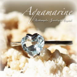 天然石 パワーストーン|リング　指輪　アクアマリン　ハート