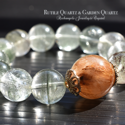 ジュエル・ブレス「Abundance」ブラウンルチル17mm*ガーデンクォーツ14mm