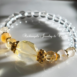 Amuletブレス「Money#7」レモンクォーツ*シトリン*ファイヤーオパール*ルチルクォーツ*水晶