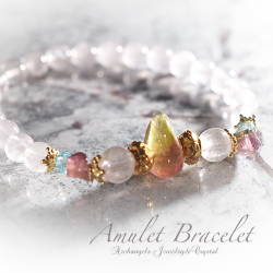 Amuletブレス「Rose#2」ウォーターメロントルマリン*クンツァイ...
