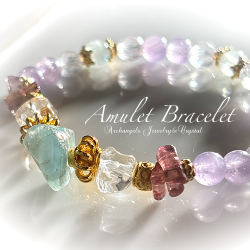 Amuletブレス「Serenity#4」アクアマリン*水晶*ピンクトルマリン*アメジスト*フローライト