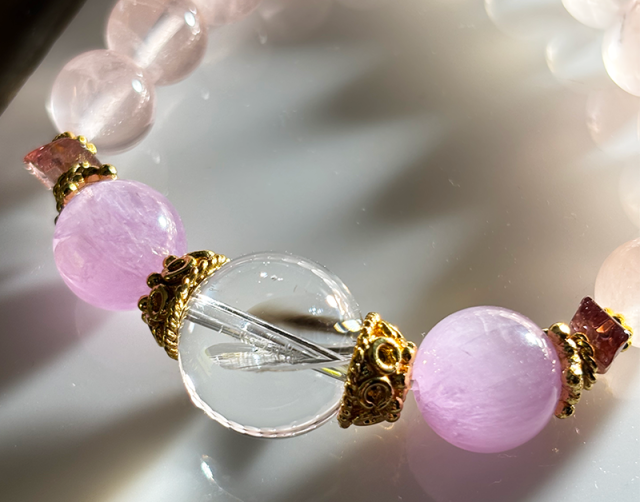 オリジナル・ブレス『LOVE』レインボー水晶*クンツァイト*ピンク