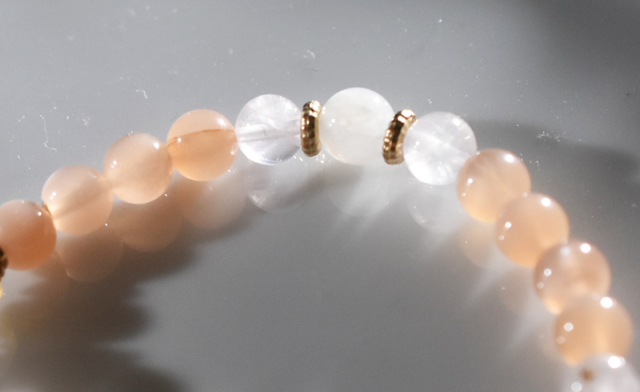 Amuletブレス「Peace#1」オレンジクォーツ*ローズクォーツ