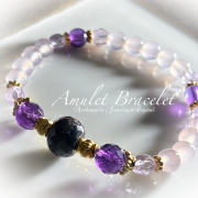 Amuletブレス「Inspirtaion#1」サファイア*アメジスト*ラベンダーアメジスト*パープルカルセドニー