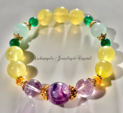 オリジナル・ブレス「転機 -Turning Point」エンジェルシリカ*アメトリン*ファイヤーオパール*イエロープレナイト*グリーンクォーツ*ミャンマー翡翠