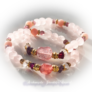 Amuletブレス「Passion」スーパーセブン*ガーネット*水晶*ローズクォーツ*ピンクオパール