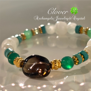 オリジナル・ブレス「Clove -クローバ- 」スモーキークォーツ/グリーンクォーツ/ターコイズ/フローライトシリカ/クリソプレーズ