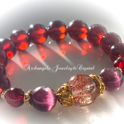 ジュエル・ブレス「Phoenix Fire」ブラウンルチル*レピドライト*レッドアンバー*ヘソナイトガーネット