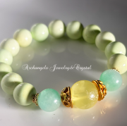 オリジナル・ブレス「Green Renewal」プレナイト*ミャンマー翡翠*レモンクリソプレーズ