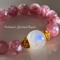 ジュエル・ブレス「Rose Moon Light」レインボームーンストーン × ピンクマイカ(レピドライト)