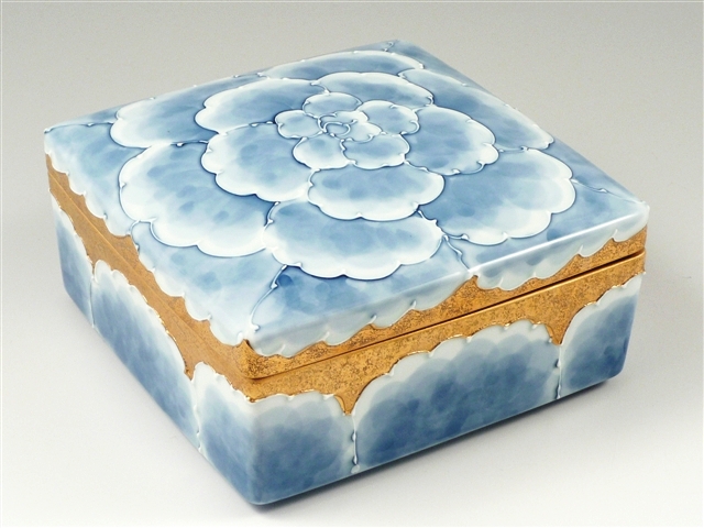 金牡丹正角　５寸蓋物