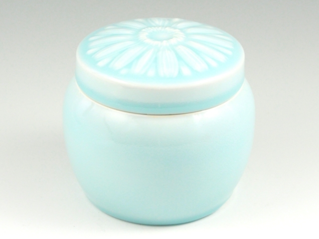 インテリア骨壺 青白磁 メモリアルポット ５寸(内径12cm)