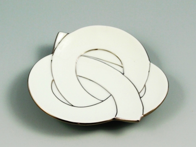 白磁プラチナ線結び　小皿