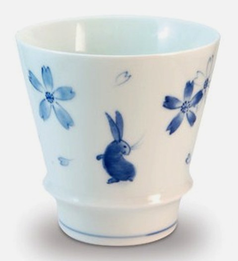 【オリジナル名入れ】　　花うさぎ　至高の焼酎グラス