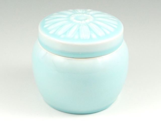 インテリア骨壺 青白磁 メモリアルポット ５寸(内径12cm)