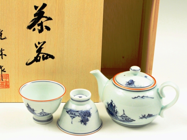 古代山水　小茶器揃（玉露煎茶5 ミニポット1）