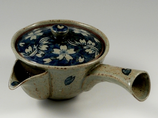 桜流水(青)　(Ｕ網)大急須