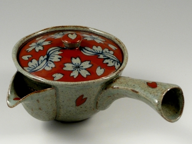 桜流水(赤)　(Ｕ網)大急須