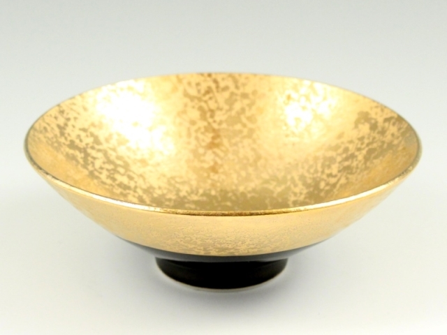 金濃黒釉掛分　反小鉢