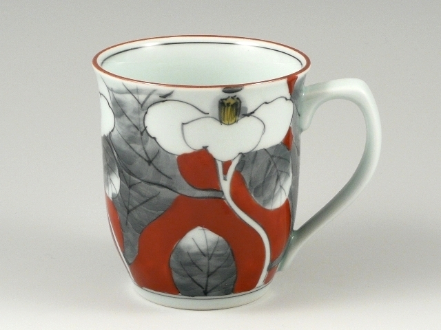 染錦山茶花(赤)　マグカップ