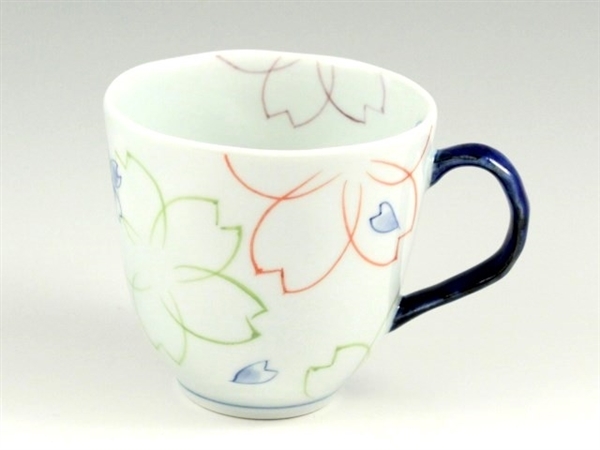 染付色絵桜(青)　マグカップ