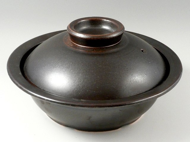 IH対応【安楽窯】黒釉土鍋　尺1寸（外径33cm 内径30cm   4～5人用）