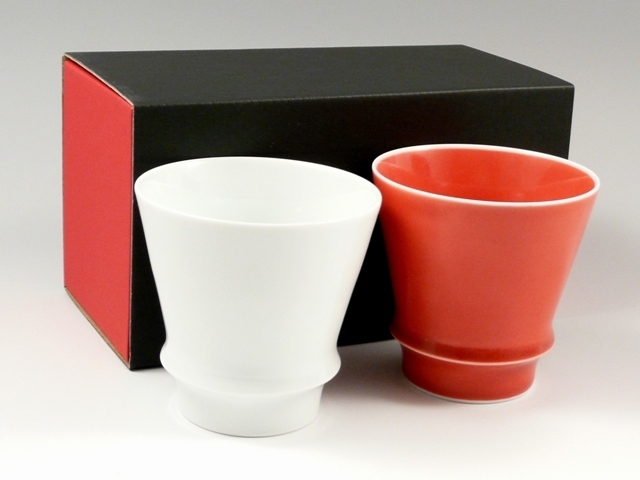 【有田焼 匠の蔵】 白磁・茜(あかね)　ペア至高の焼酎グラス