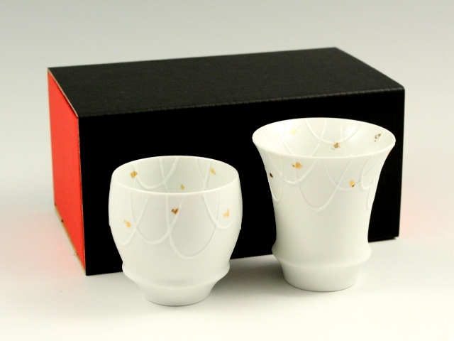 【有田焼 匠の蔵】 結　ペア(丸・反)SAKE GLASS(日本酒グラス)
