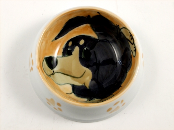 手描 ダックスフンド絵 ペット用餌入