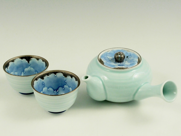 プラチナ牡丹　小千茶半茶器(反小千茶2 急須１)茶器