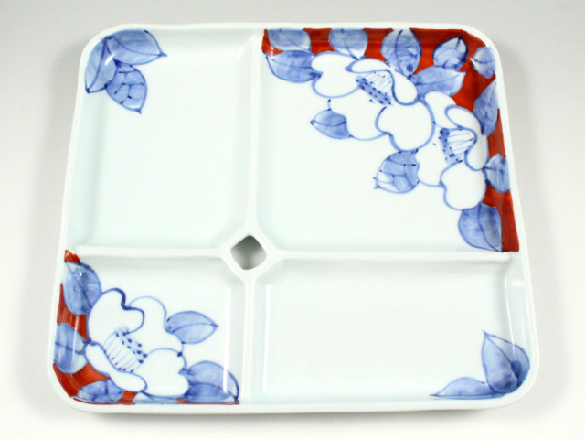 椿(赤) One Plate 1+3 with hole【オールインワン仕切りプレート】