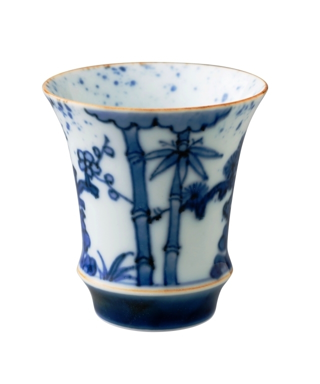 【有田焼 匠の蔵】染付松竹梅（反）　SAKE GLASS