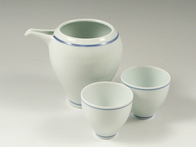 呉須線入　半酒器セット(徳利1 グイ呑2)