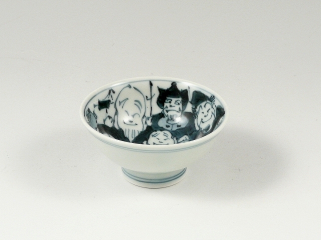 有田焼の七福神 大人気 未使用品 有田焼 小皿 7枚セット 染付 七福神 縁起物