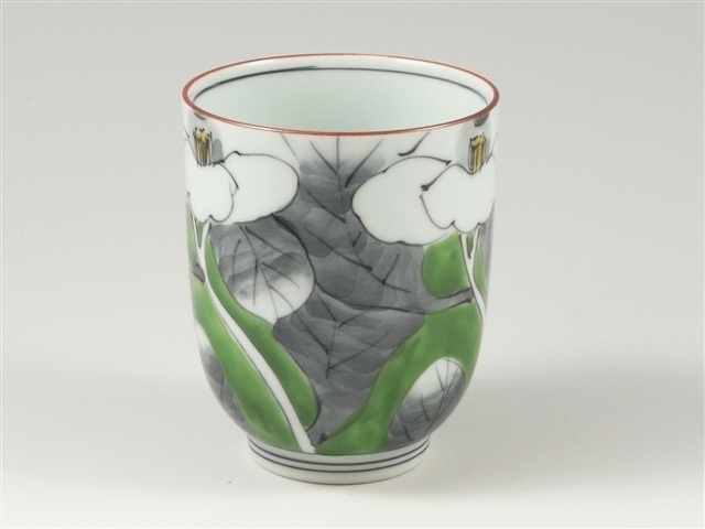 染錦山茶花　湯呑 大