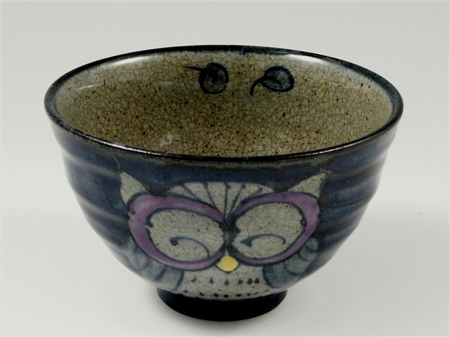 錦フクロウ　茶碗 大