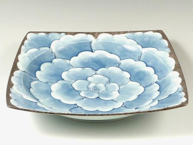 プラチナ牡丹　角リムプレート