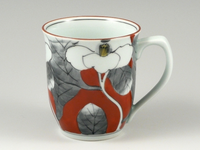 染錦山茶花(赤)　マグカップ