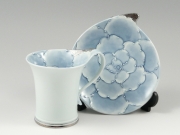 プラチナ牡丹流転型　コーヒーカップ＆ソーサー