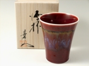 ＜真右エ門窯＞辰砂釉彩　焼酎カップ