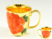 金彩一珍牡丹(赤)　マグカップ