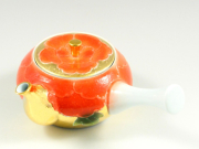 金彩一珍牡丹(赤)　(Ｕ網付)急須