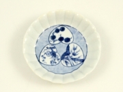 染付松竹梅　菊花型３手塩皿