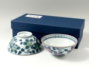<母の日ギフト好適品>　染錦鉄仙花　組茶碗