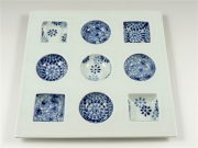 染付三柄紋様〇□　９品盛