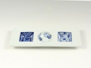 染付三柄紋様〇□　３品盛