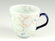 染付色絵桜(青)　マグカップ
